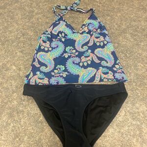 - Old Navy Paisley Halter Bikini - Blue and Black